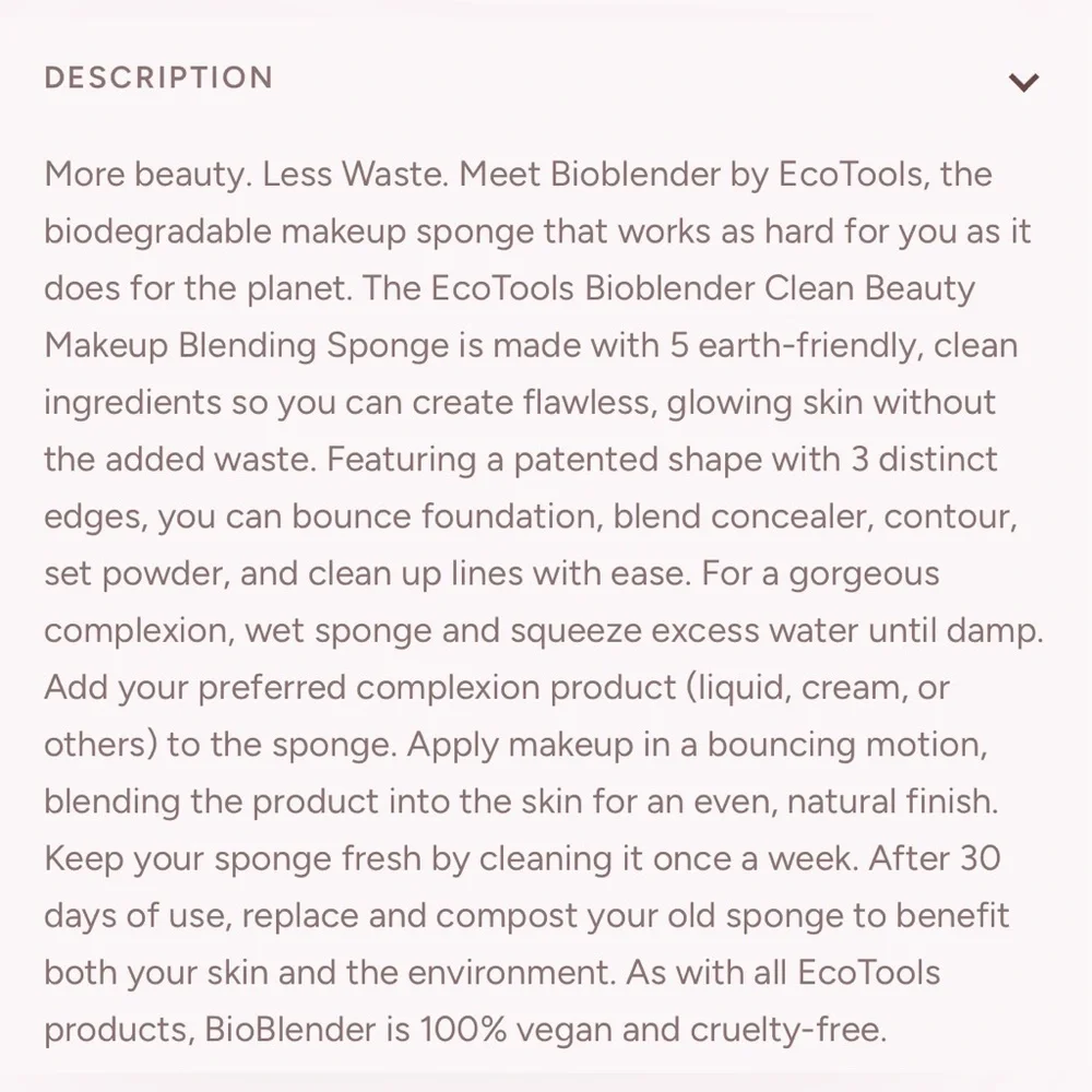 *NWT* EcoTools Bioblender Clean Beauty Makeup Blending Sponge 100% Biodegradable